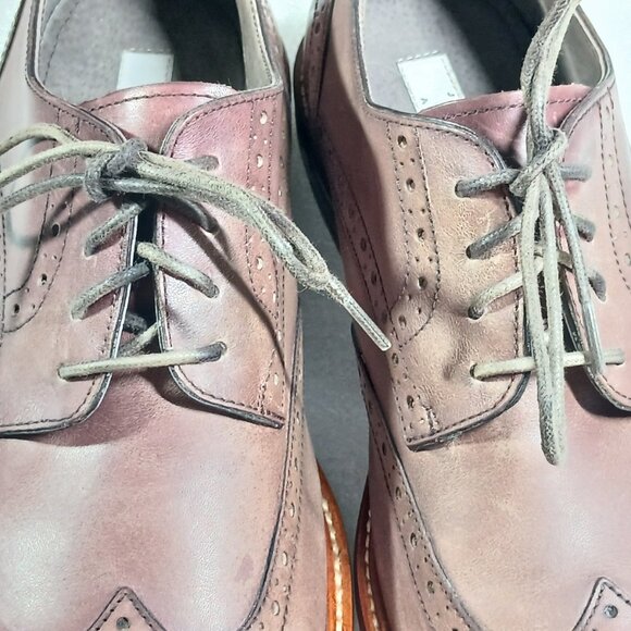 Joseph Abboud Italian Leather Wingtip Brogue Oxfords Mens 10.5 Brown EUC Italy - Picture 12 of 16